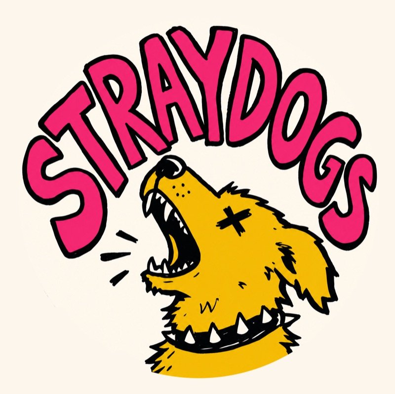 StrayDogs — a howling dog with a spiked collar